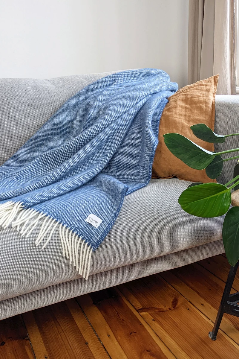 Wolldecke / Kuscheldecke pickstitch rain