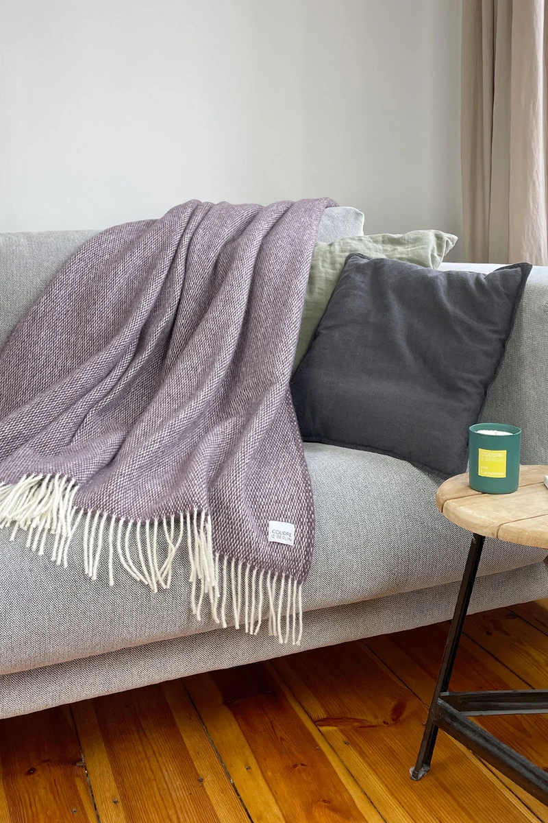 Wolldecke / Kuscheldecke pickstitch plum