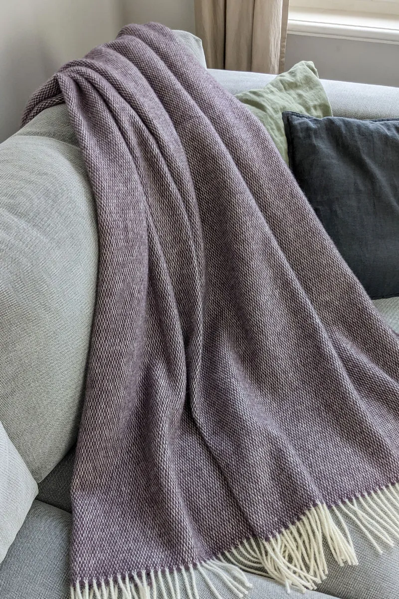 Wolldecke / Kuscheldecke pickstitch plum