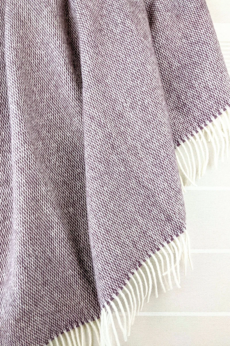 Wolldecke / Kuscheldecke pickstitch plum