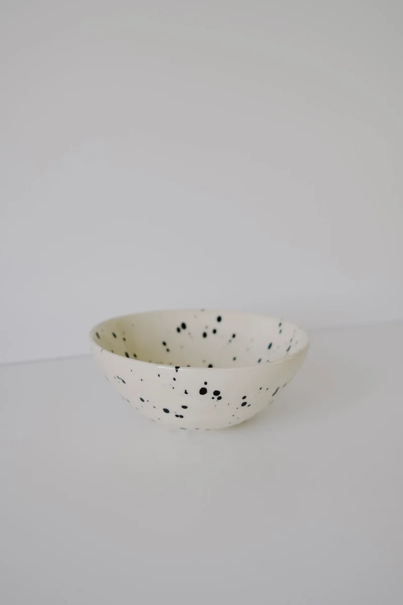 cereal bowl - black dots