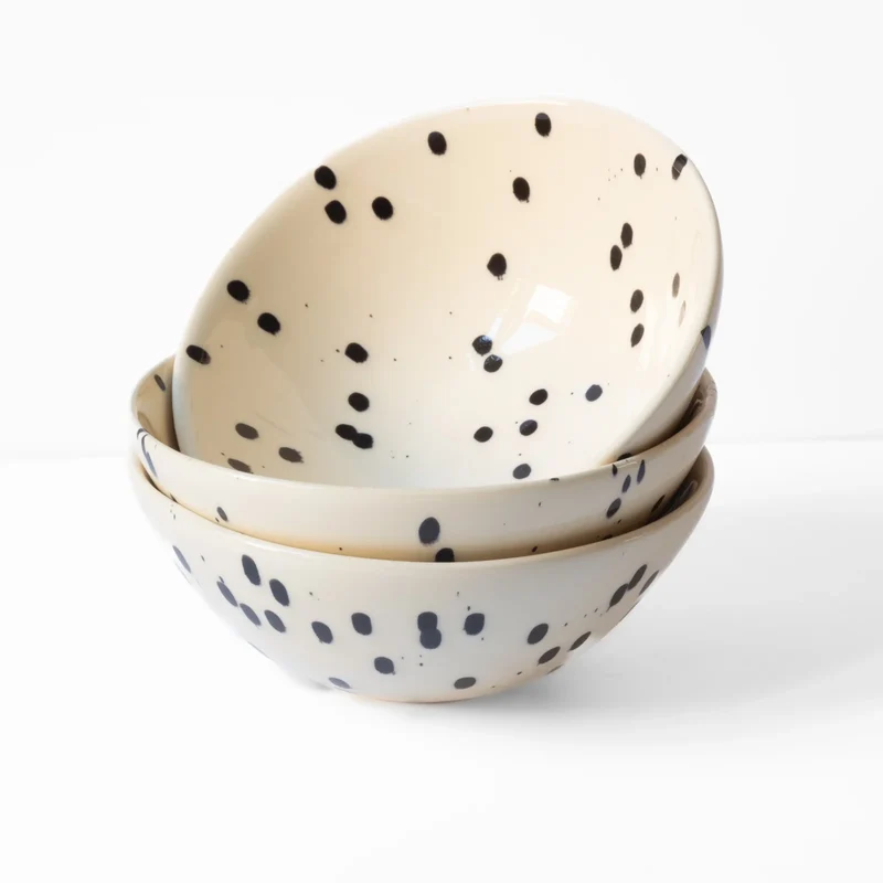cereal bowl - black dots