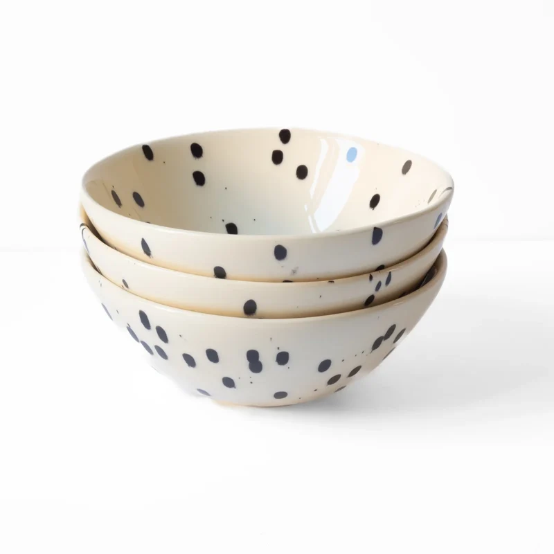 cereal bowl - black dots