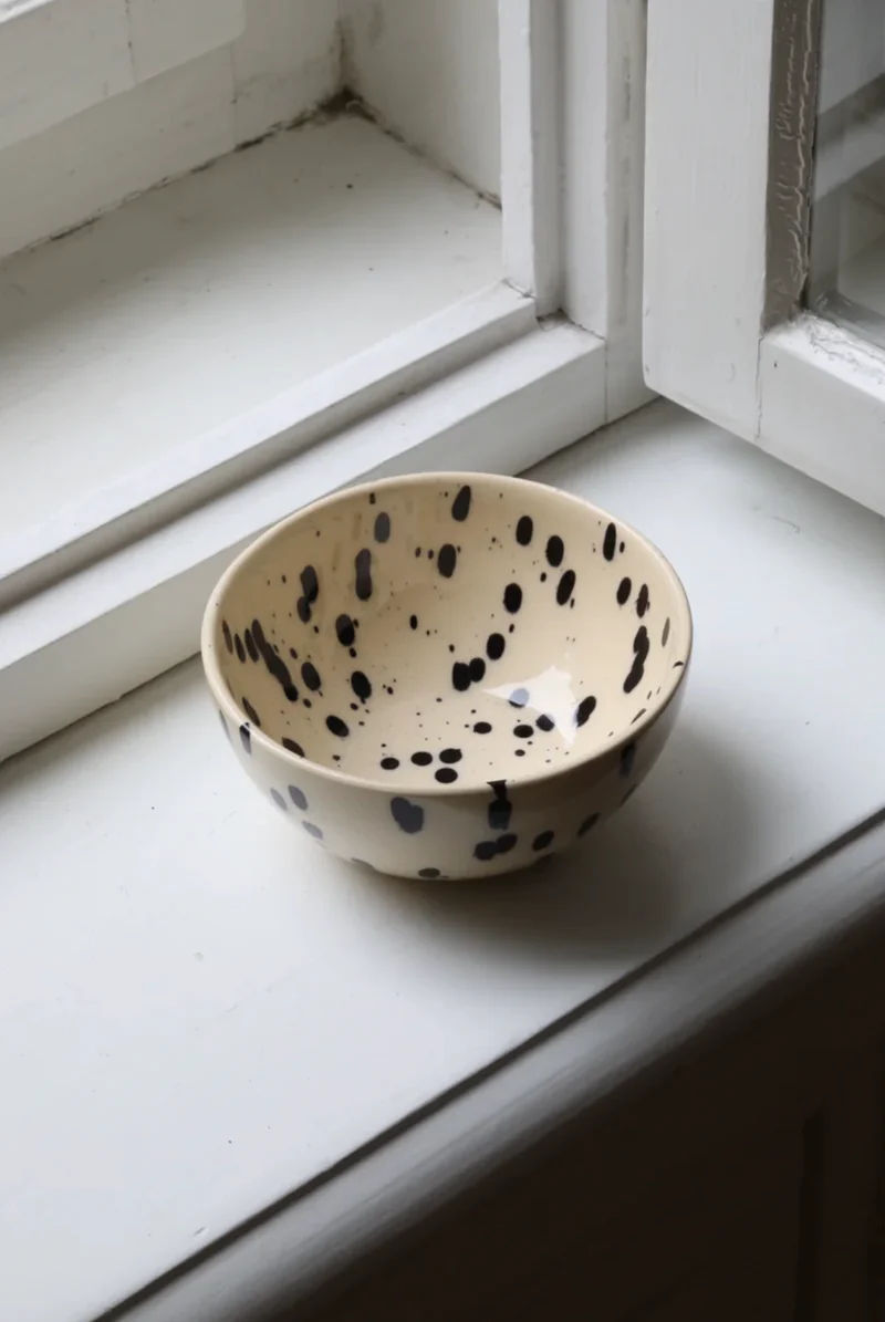 snack bowl - black dots