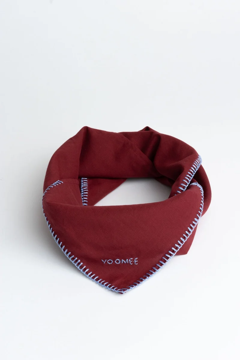 Scarf - AZIZA cotton - Bordeaux, Light blue