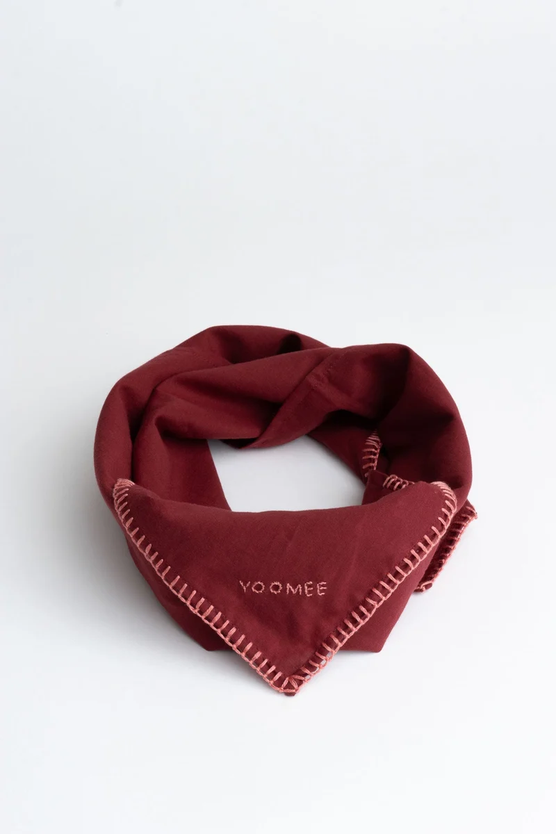 Scarf - AZIZA cotton - Bordeaux, Peach