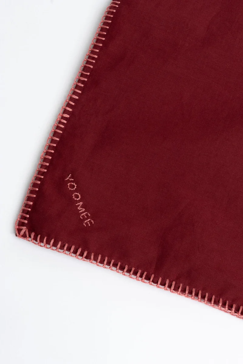 Scarf - AZIZA cotton - Bordeaux, Peach