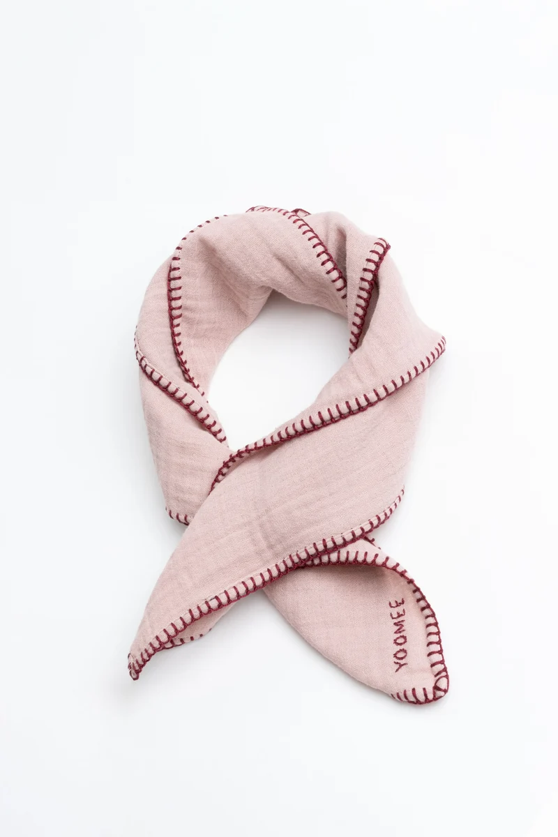 Foulard- AZIZA muslin - Rose/Bordeaux