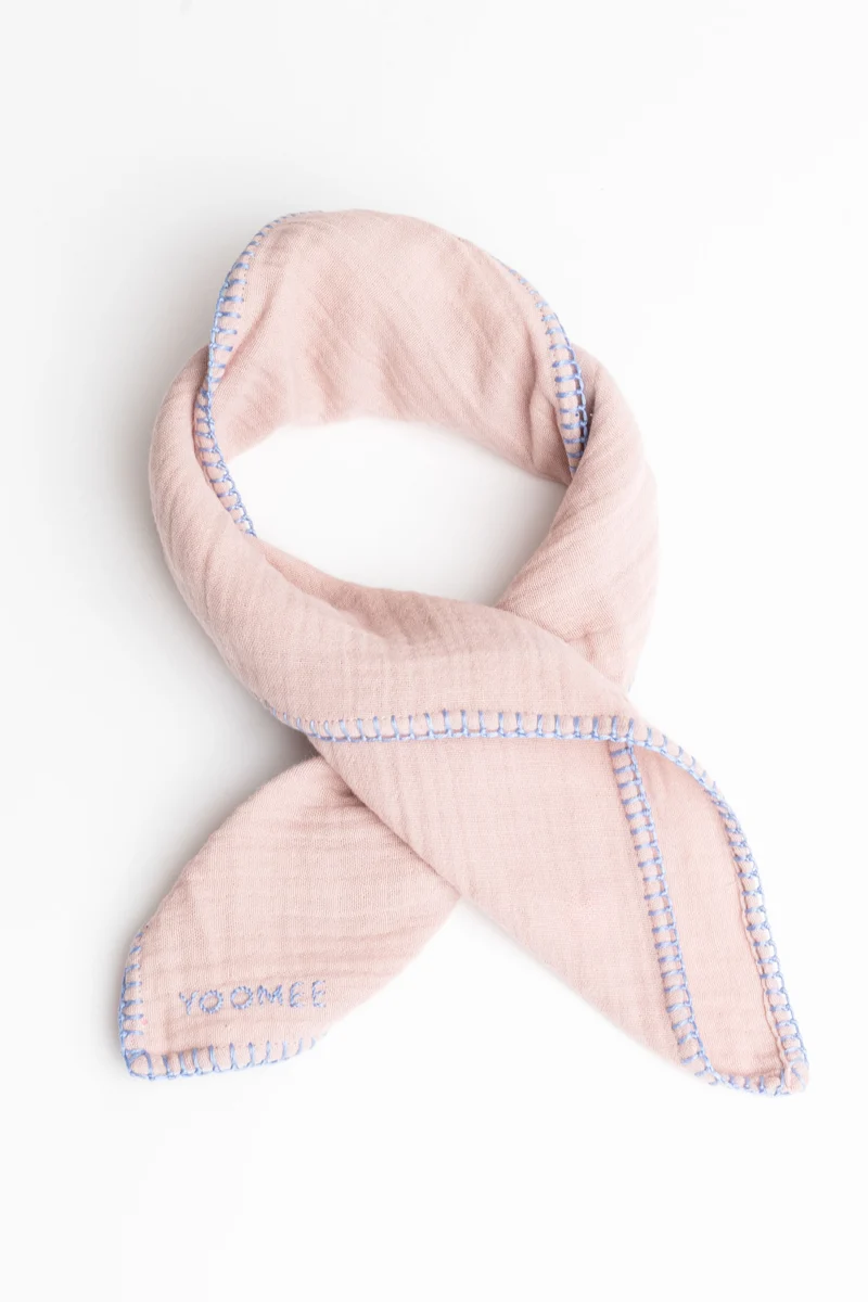 Foulard - AZIZA muslin - Rose/Blue