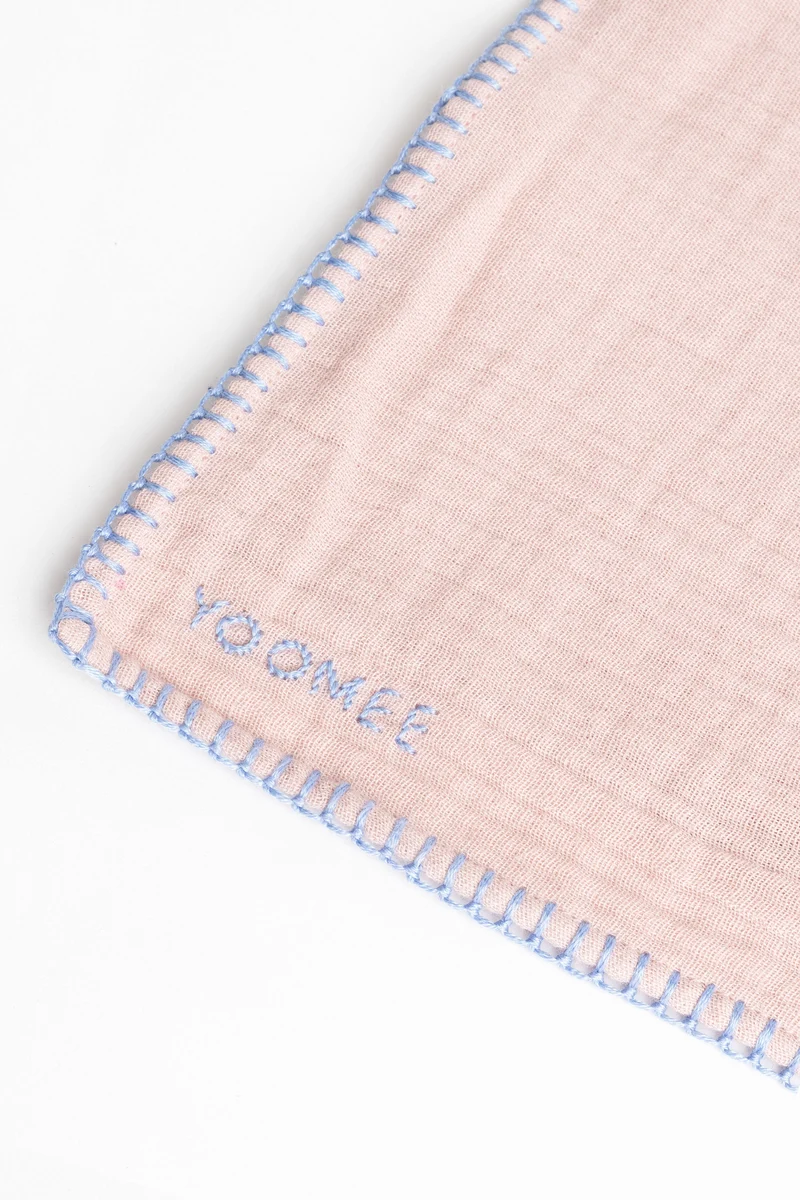 Foulard - AZIZA muslin - Rose/Blue