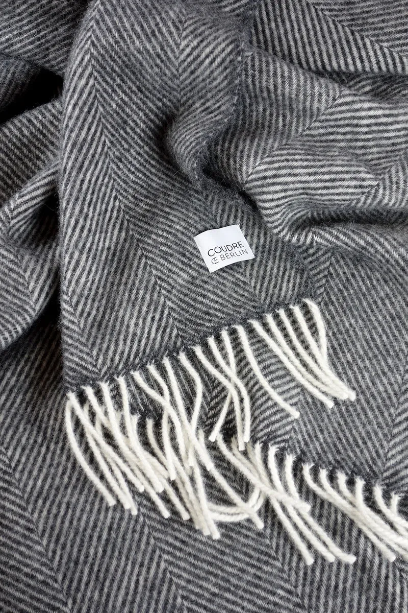 Wolldecke / Kuscheldecke herringbone anthracite