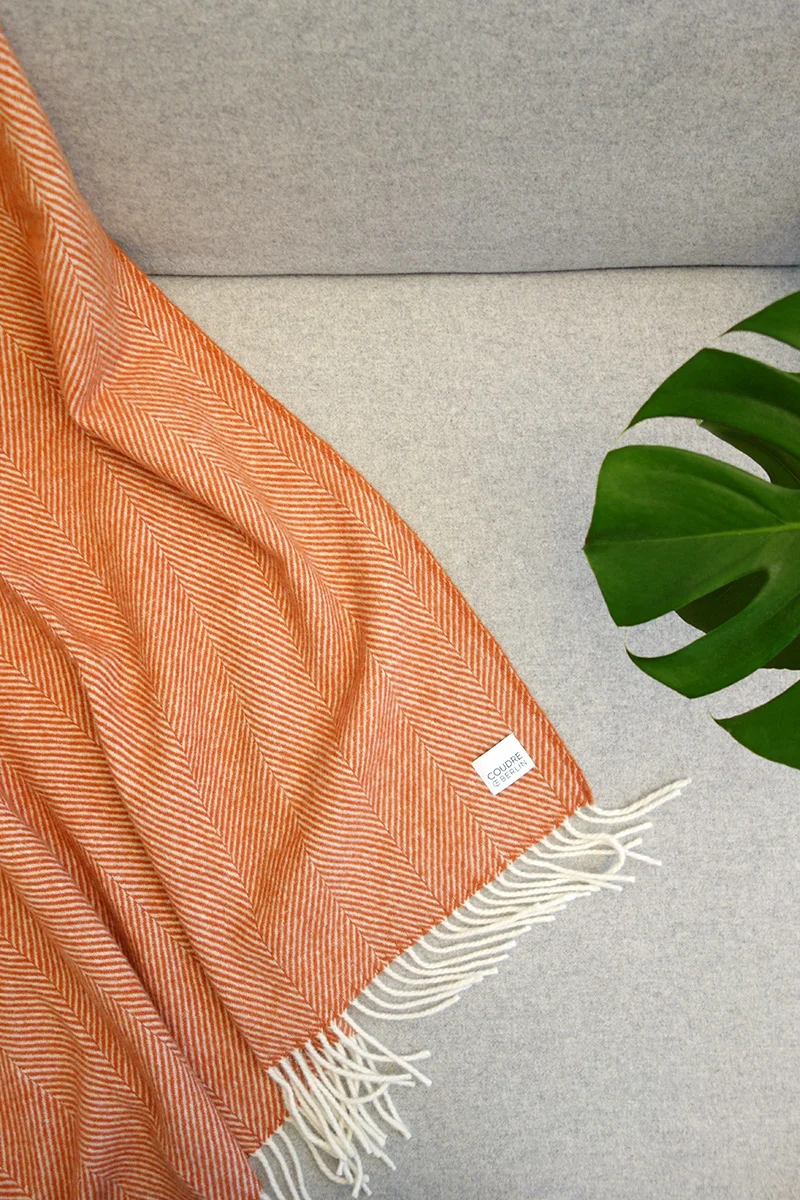 Wolldecke / Kuscheldecke herringbone terracotta