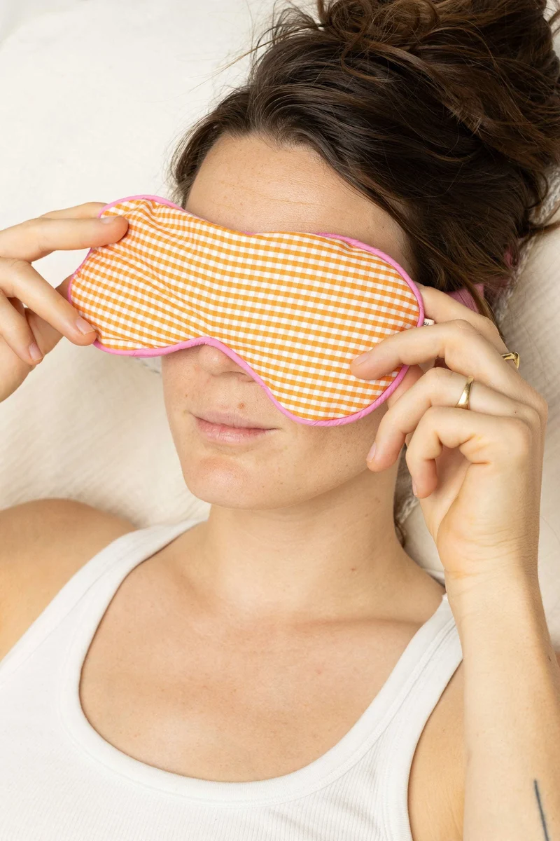 Eye Mask - RAHA - Checked - Orange / Pink