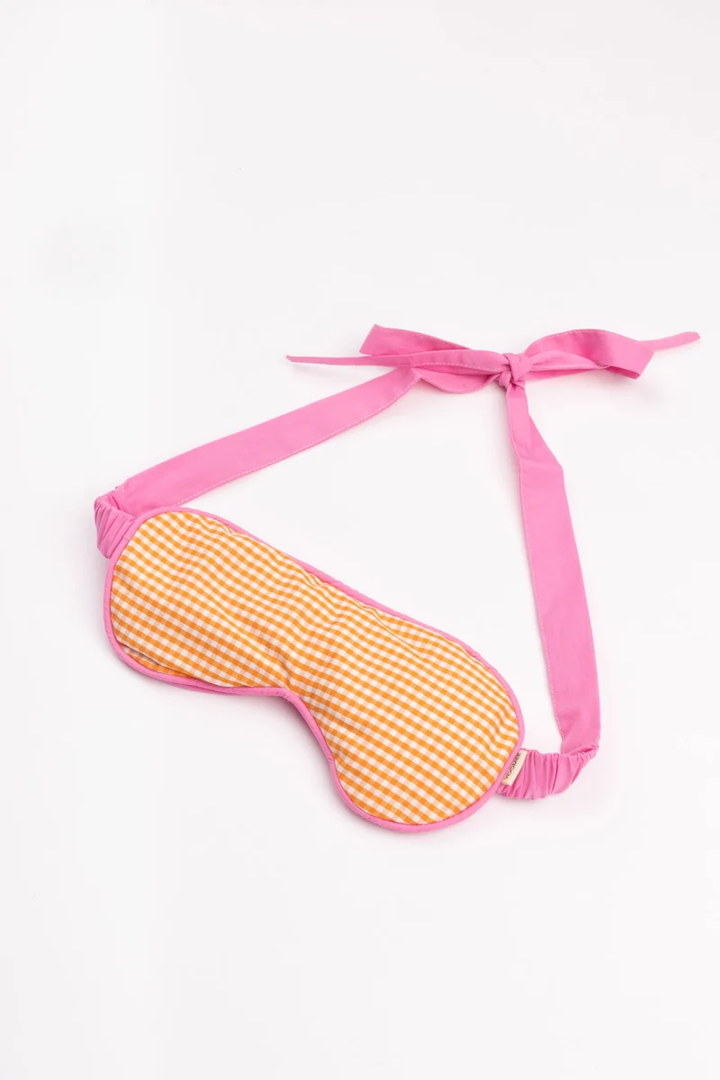 Eye Mask - RAHA - Checked - Orange / Pink