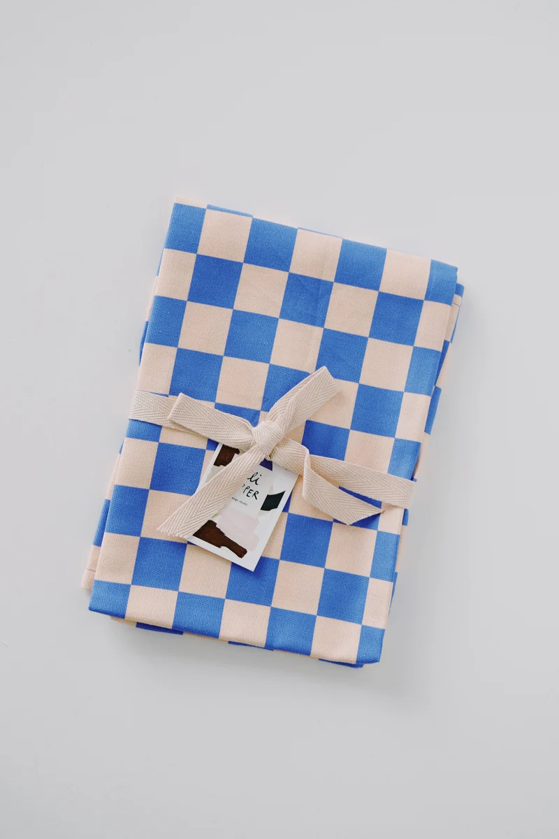 Kitchen Towel - Blue Rose Check