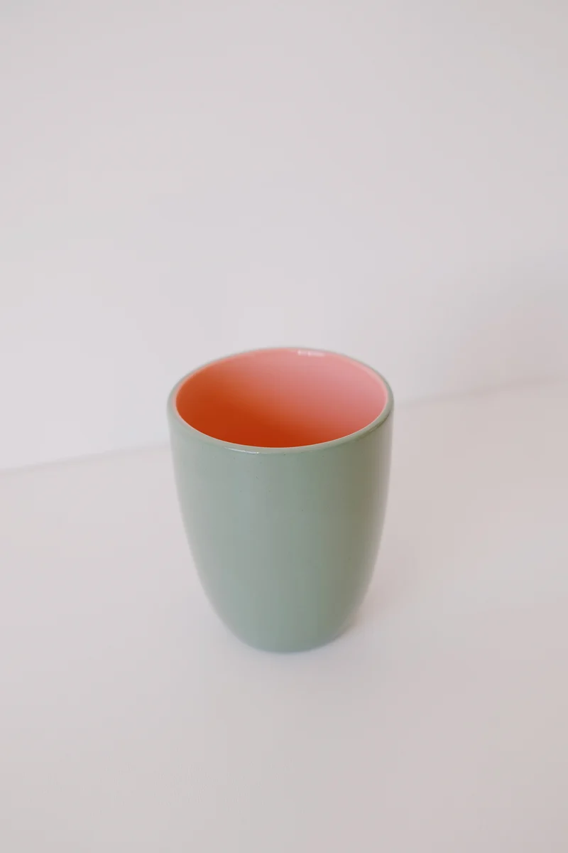 coffee cup - two tone - green & pink