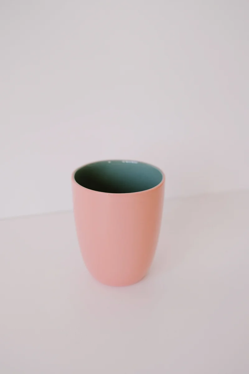 coffee cup - two tone - green & pink