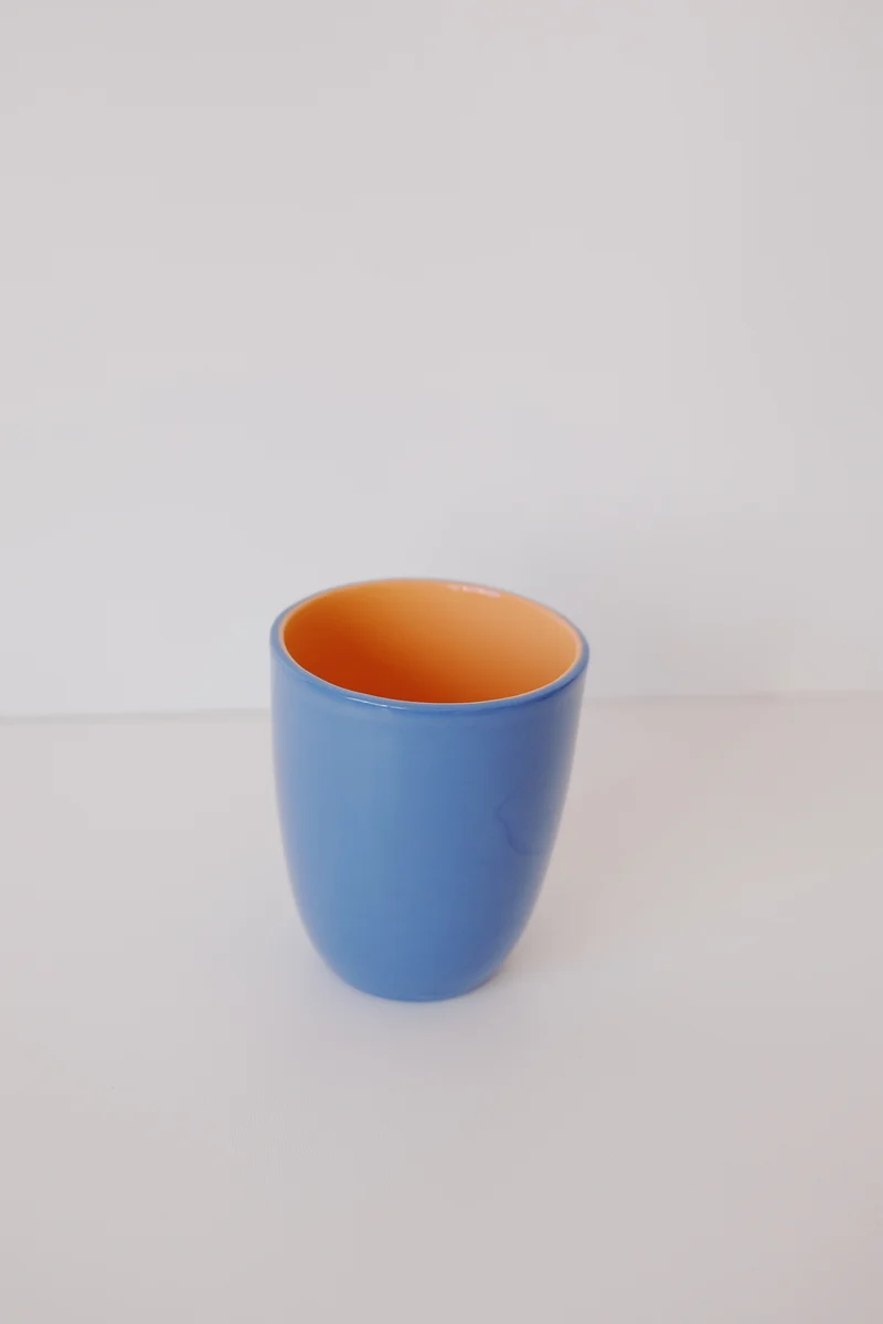 coffee cup - two tone - blue & orange