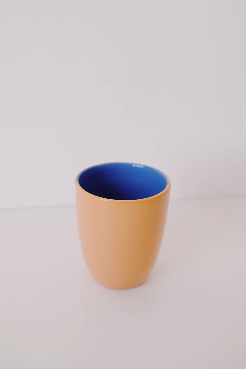 coffee cup - two tone - blue & orange