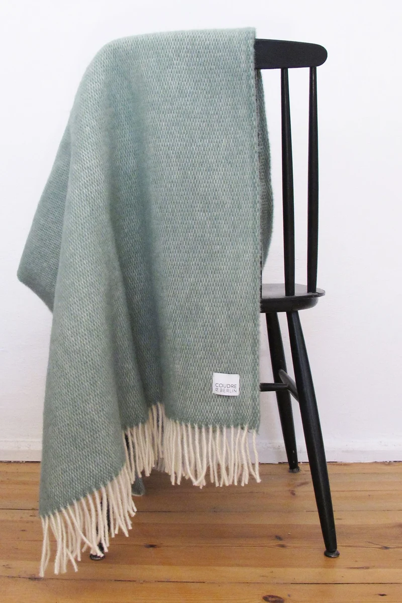 Wolldecke / Kuscheldecke pickstitch greenstone