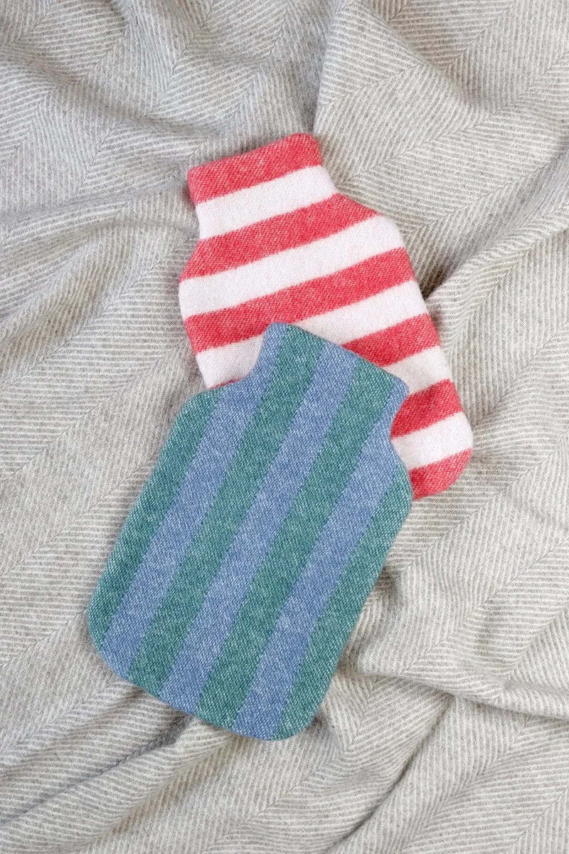 Wärmflaschenbezug cover STRIPES greenstone / denim