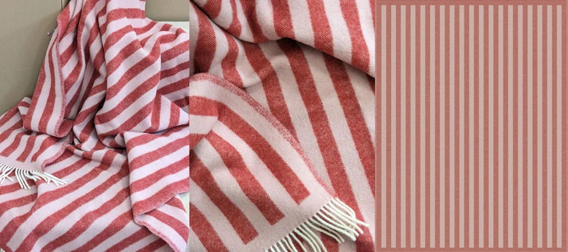 Wolldecke / Kuscheldecke STRIPES red / rose