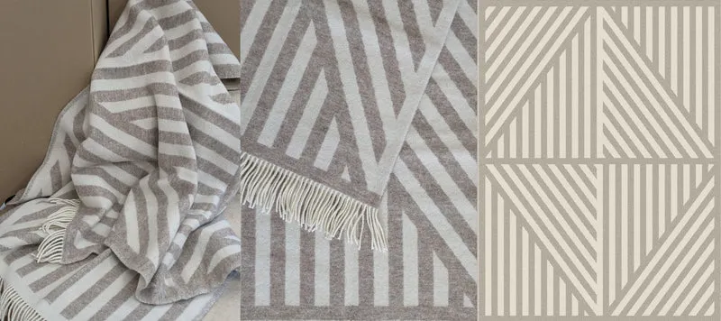 Wolldecke / Kuscheldecke FRANK limestone / off white