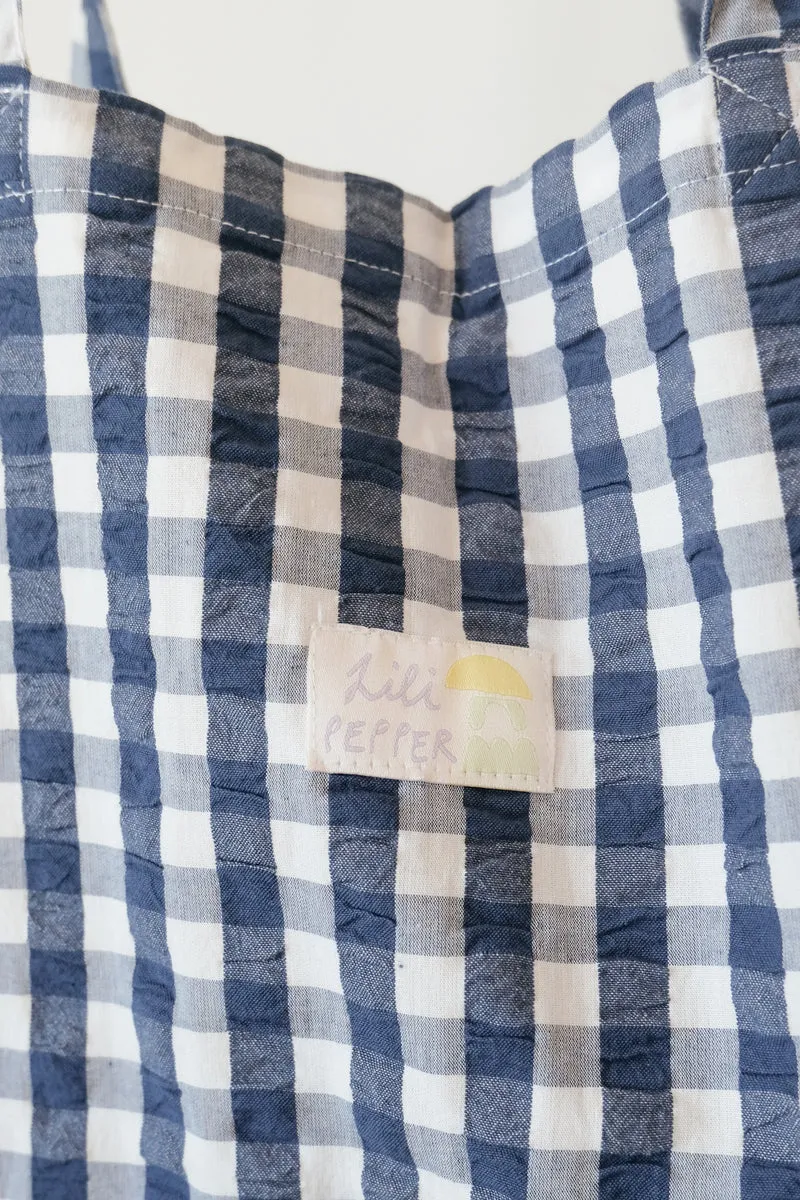Maxi Tote Bag - Dark Blue Checks