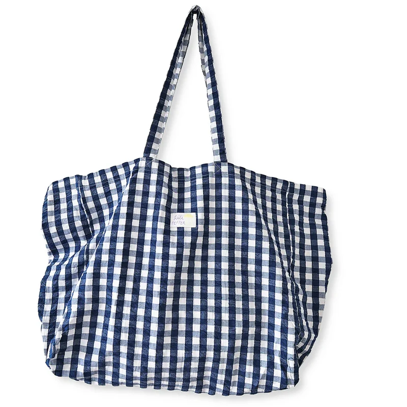 Maxi Tote Bag - Dark Blue Checks