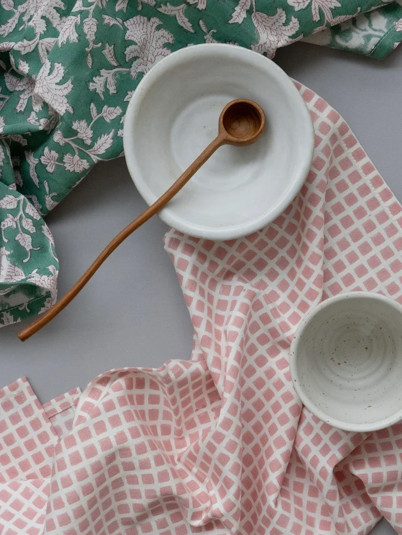 Kitchen Towel - Checks - Blush
