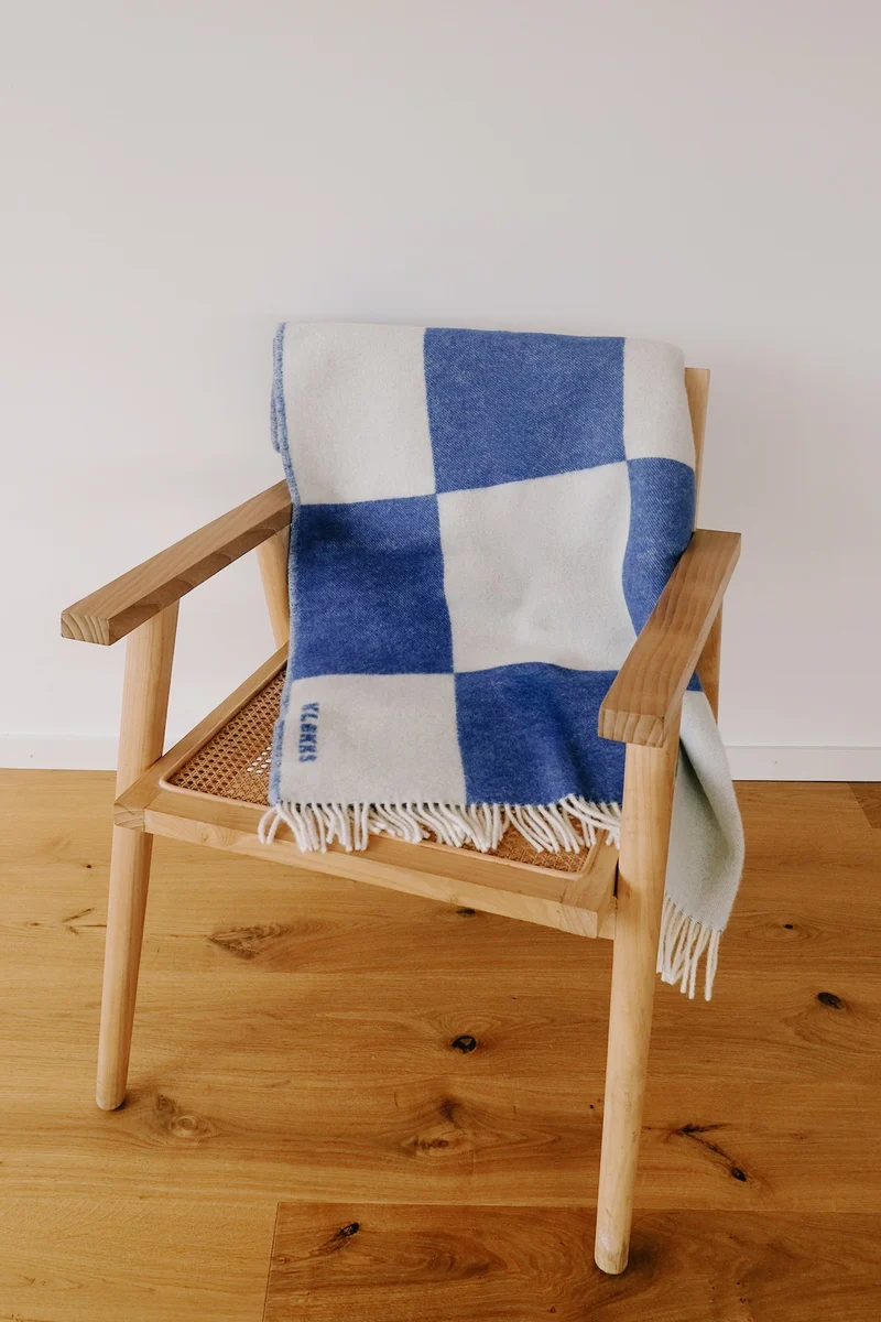 Wool Blanket - no2 - Blue Checks