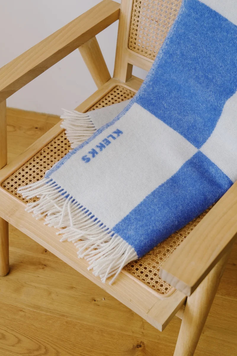 Wool Blanket - no2 - Blue Checks