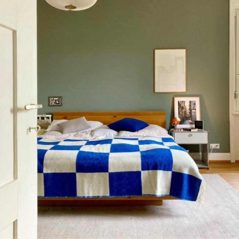 Wool Blanket - no2 - Blue Checks