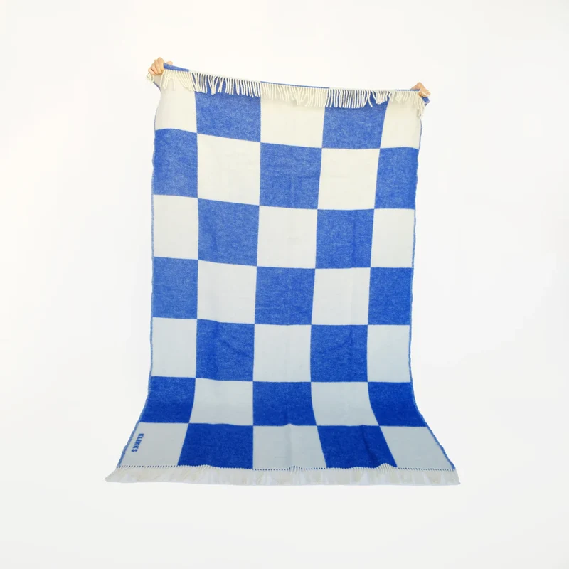 Wool Blanket - no2 - Blue Checks