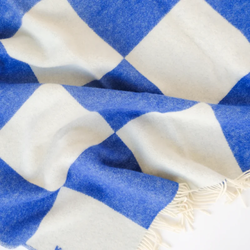 Wool Blanket - no2 - Blue Checks