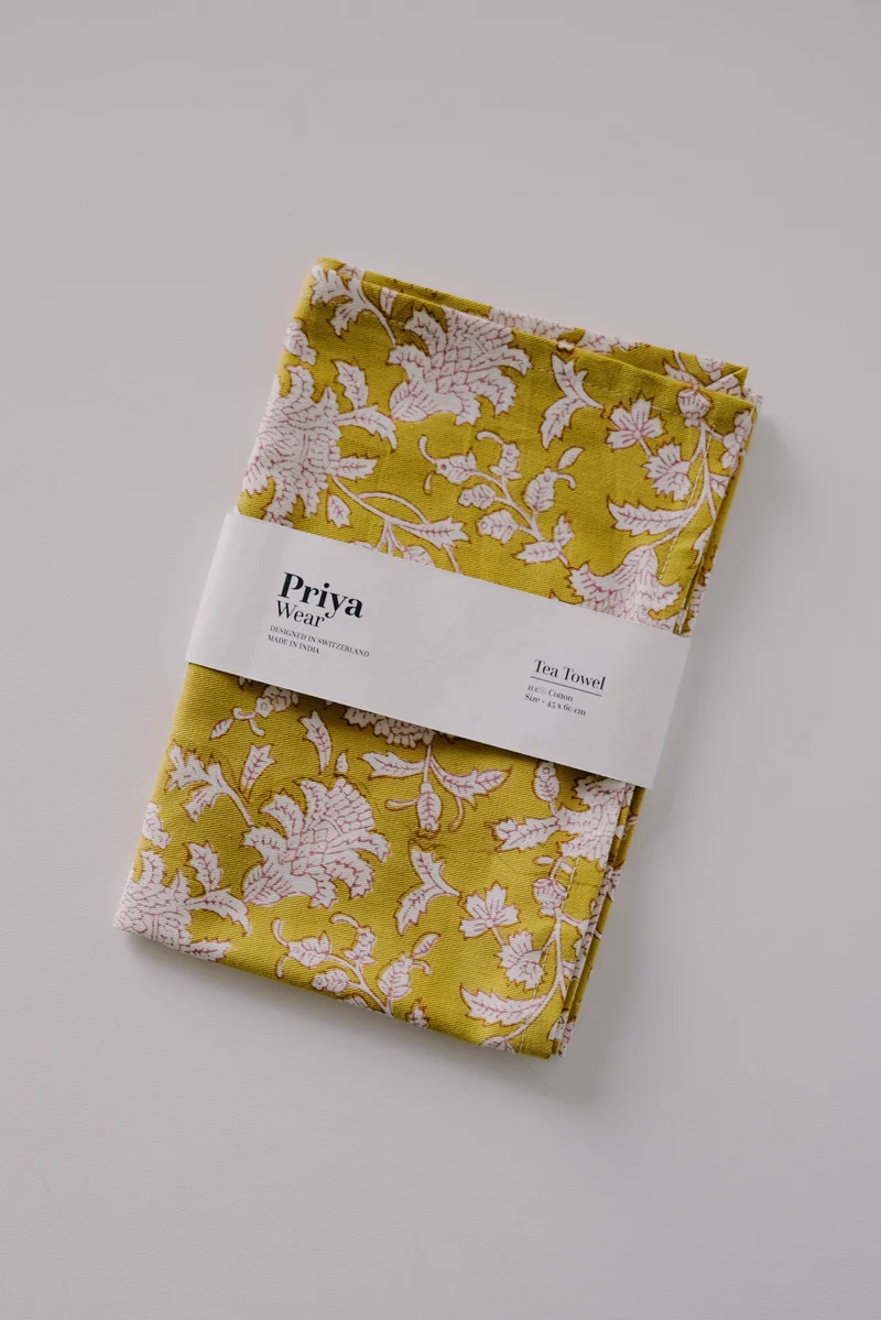 Kitchen Towel - Flowers - Mustard