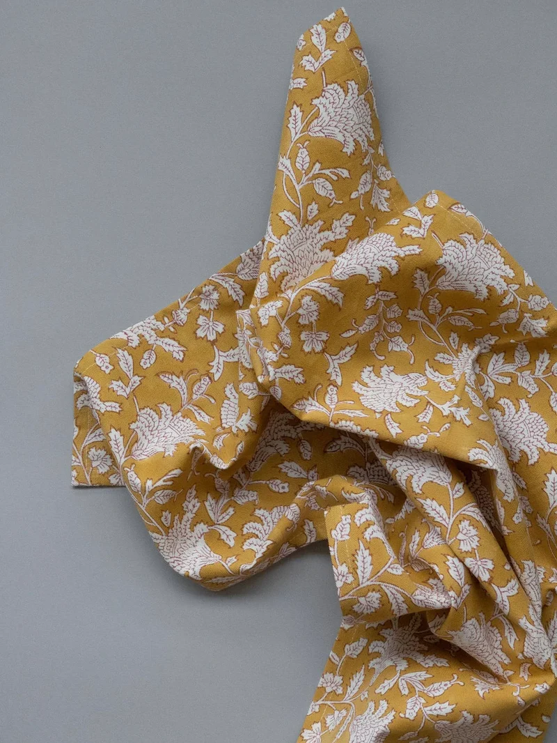 Kitchen Towel - Flowers - Mustard