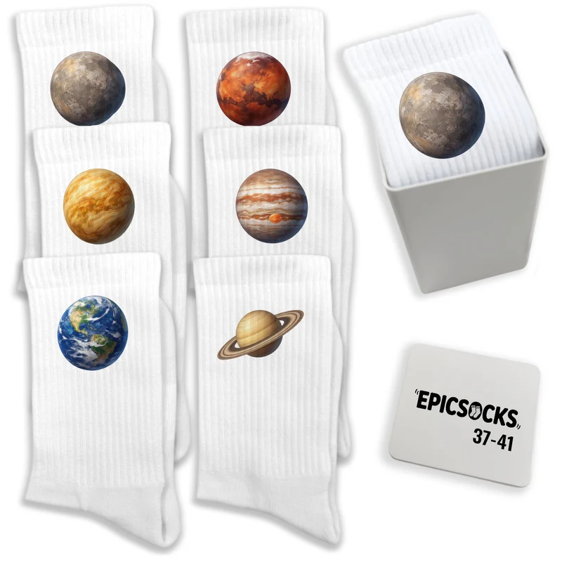 epicsocks Planeten Zauber Socken in 37-41 im 6er Set in Geschenkdose im 6er Set in Geschenkbox