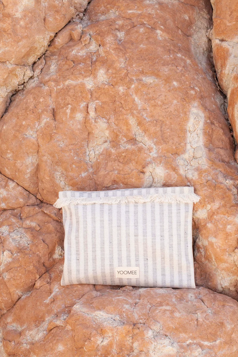Pouch - NORA - Light grey stripes - Sale