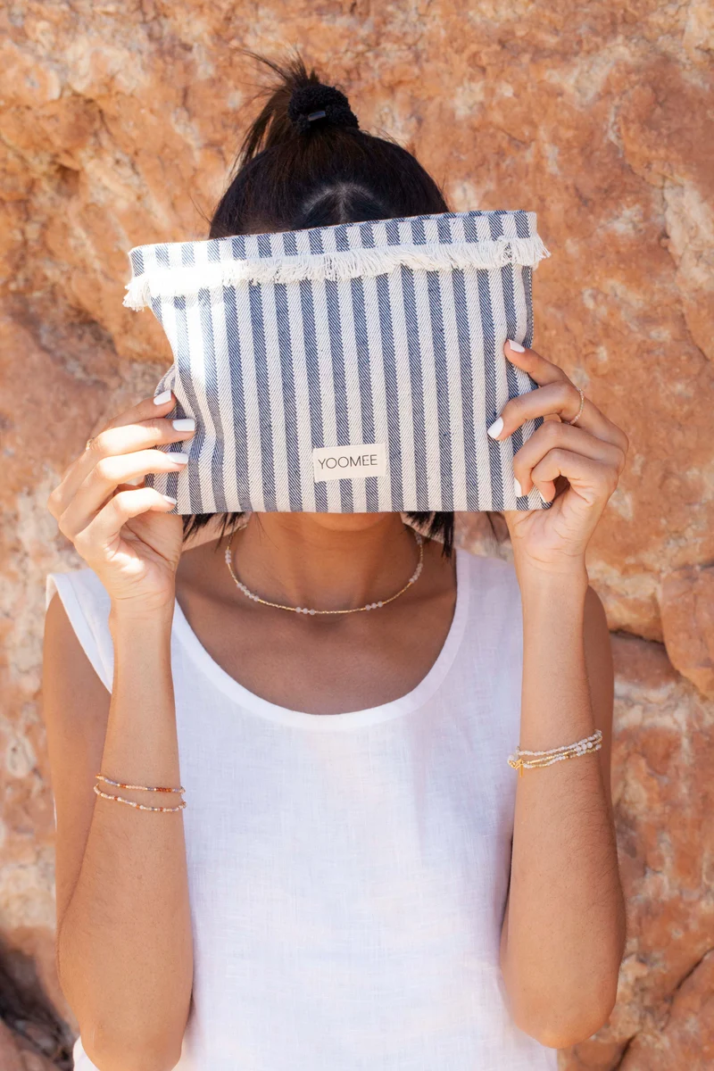 Pouch - NORA - Blue stripes - Sale