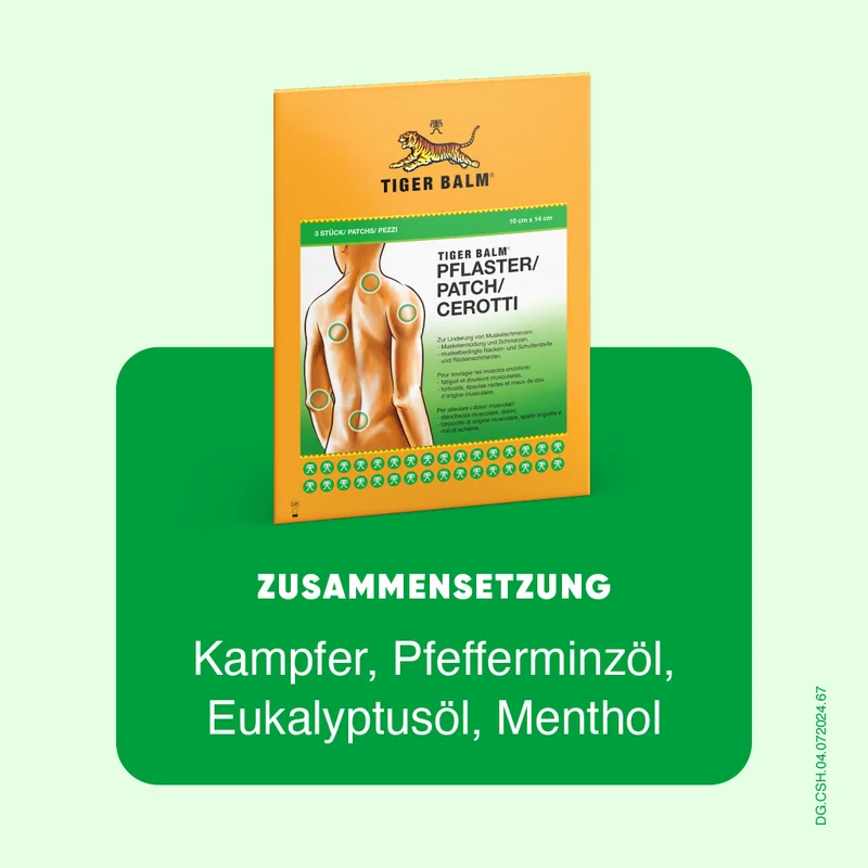 Tiger Balm Schmerzpflaster bei Muskelschmerzen, 10 x 14cm, 3 Stück