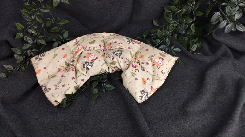Körnerkissen Fuchs/Waschbär in beige/olive