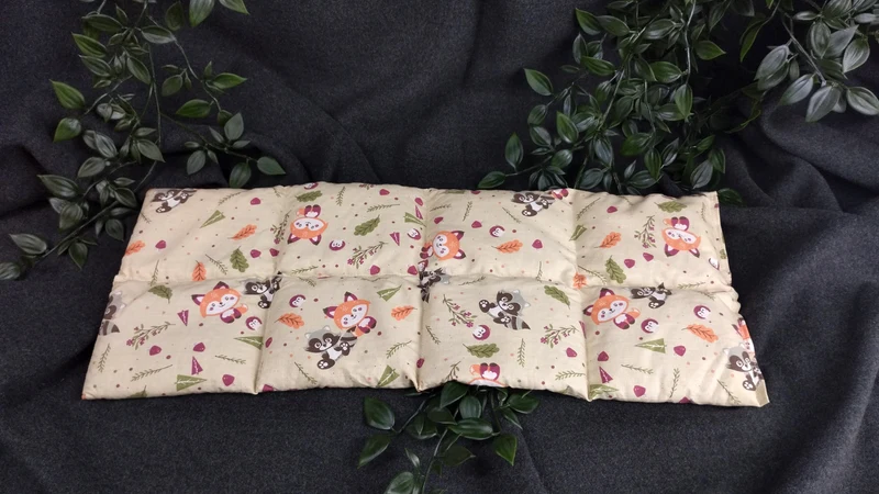 Körnerkissen Fuchs/Waschbär in beige/olive