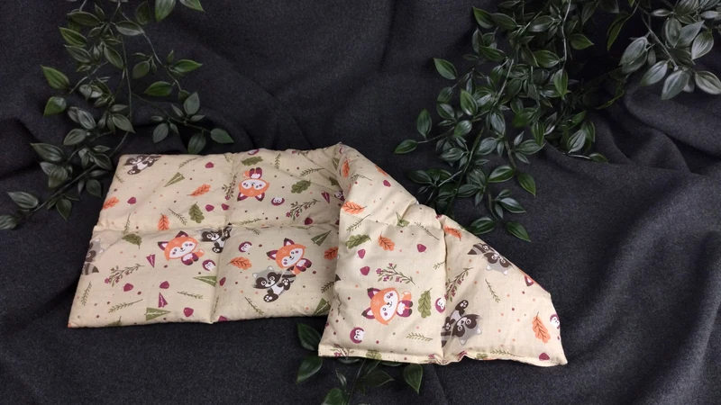 Körnerkissen Fuchs/Waschbär in beige/olive