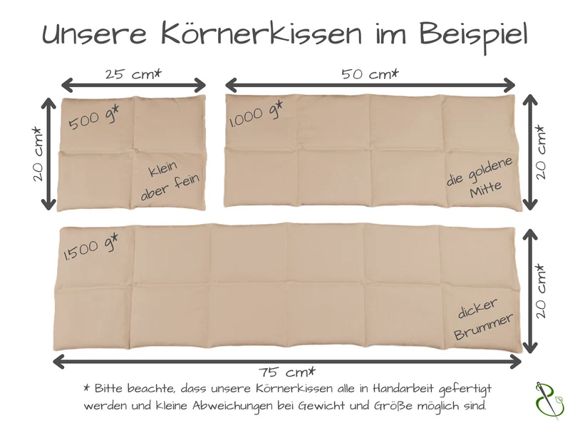 einfarbige Körnerkissen in verschiedenen Farben
