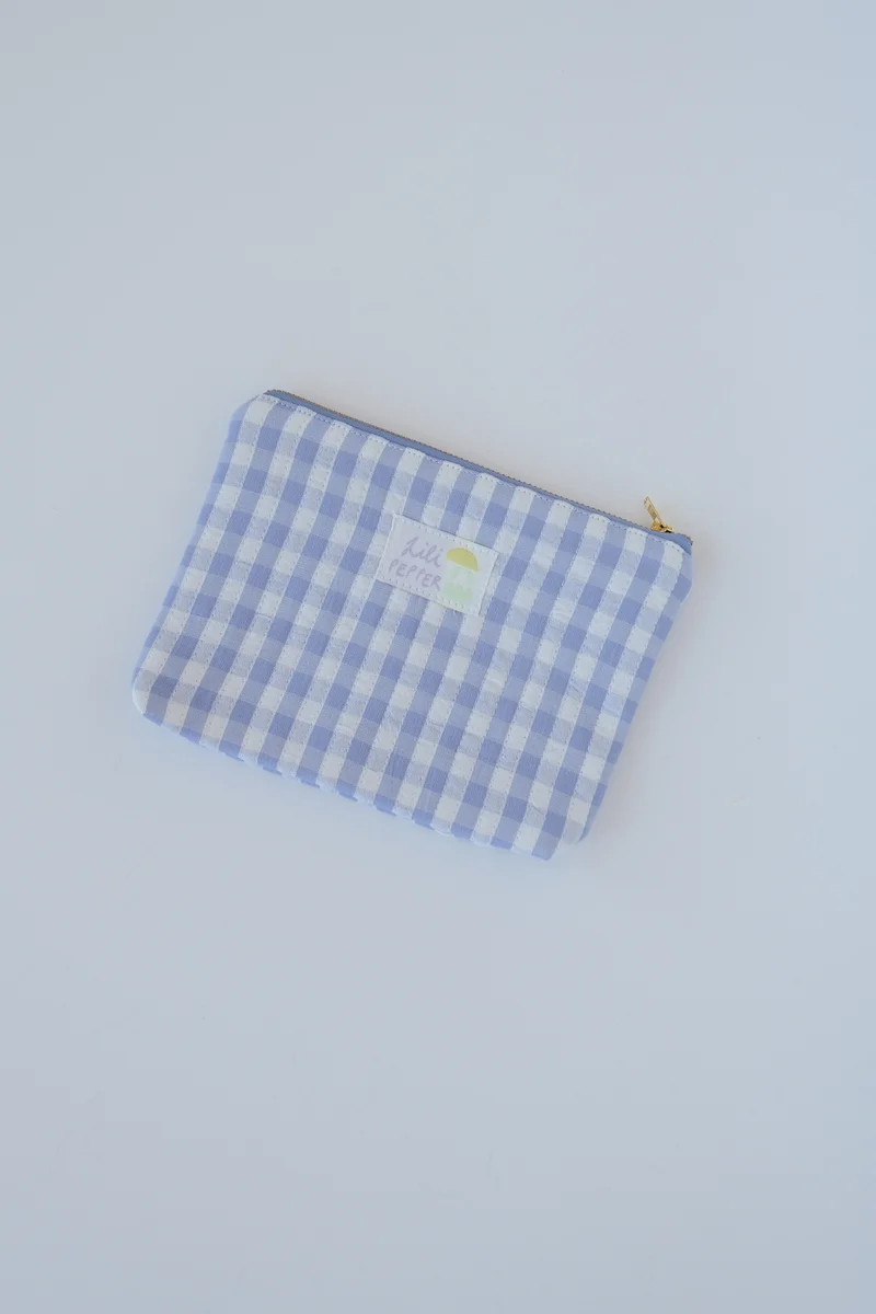 Pouch - Light Blue / White - Quilted