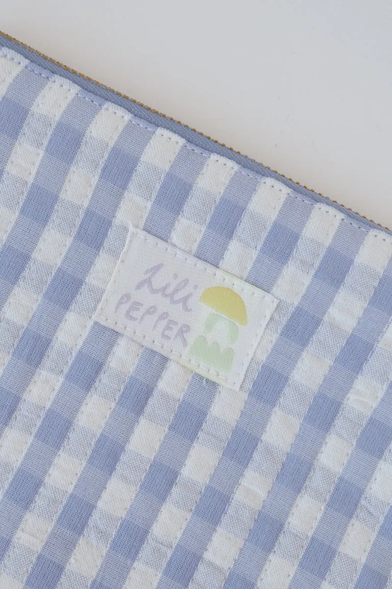 Pouch - Light Blue / White - Quilted