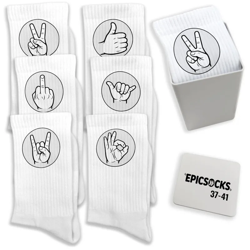 epicsocks Handzeichen Socken in 37-41 im 6er Set in Geschenkdose im 6er Set in Geschenkbox