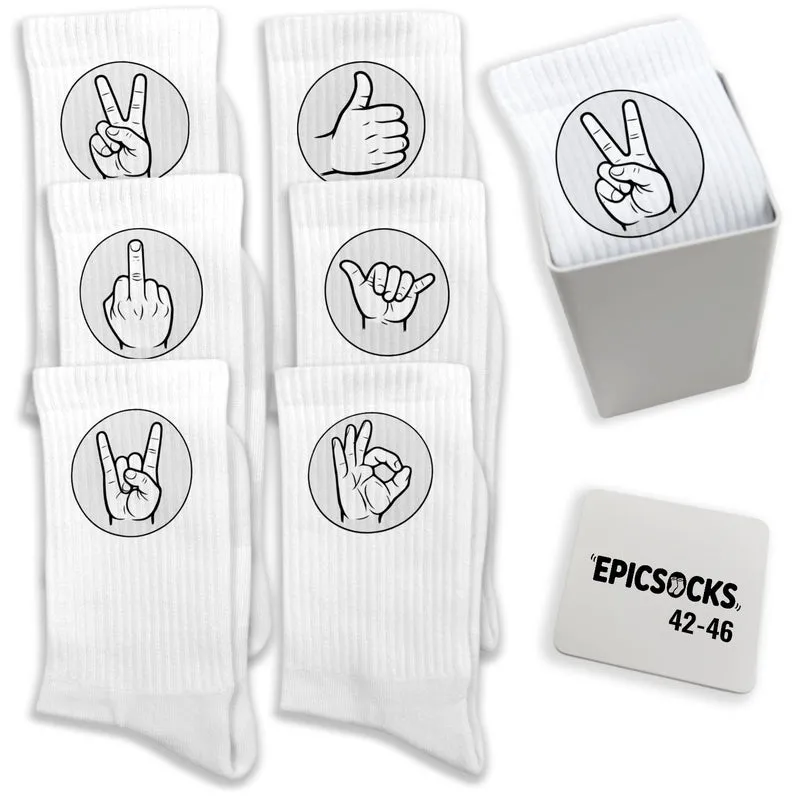 epicsocks Handzeichen Socken in 37-41 im 6er Set in Geschenkdose im 6er Set in Geschenkbox