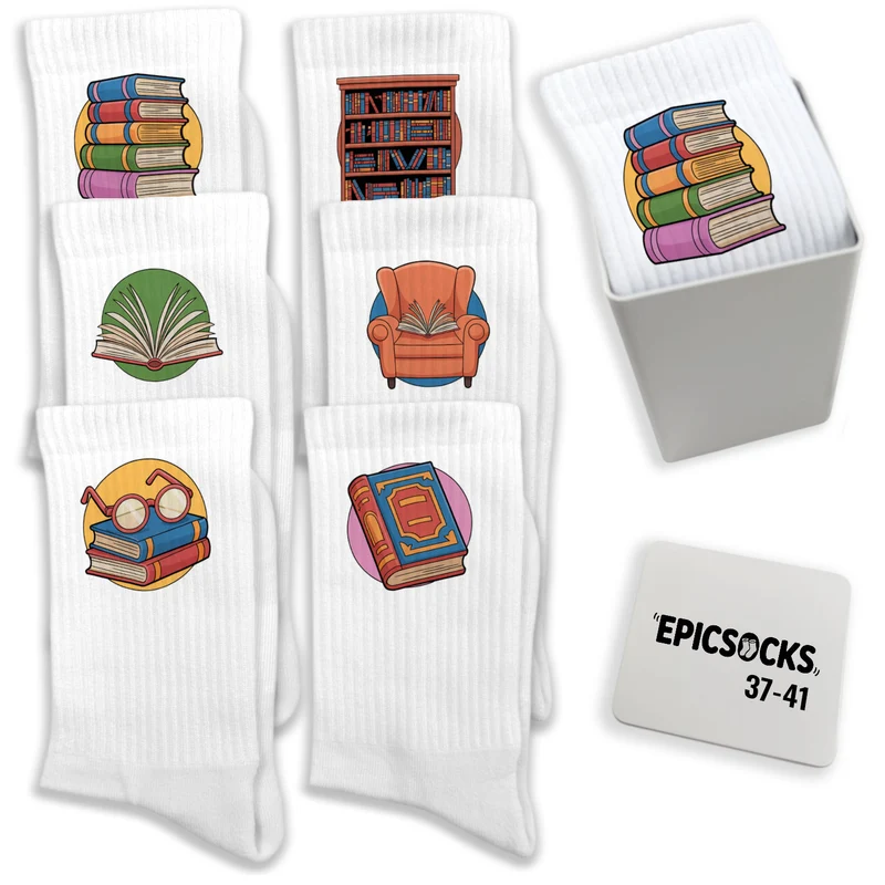 epicsocks Bücherträume Socken in 37-41 im 6er Set in Geschenkdose im 6er Set in Geschenkbox